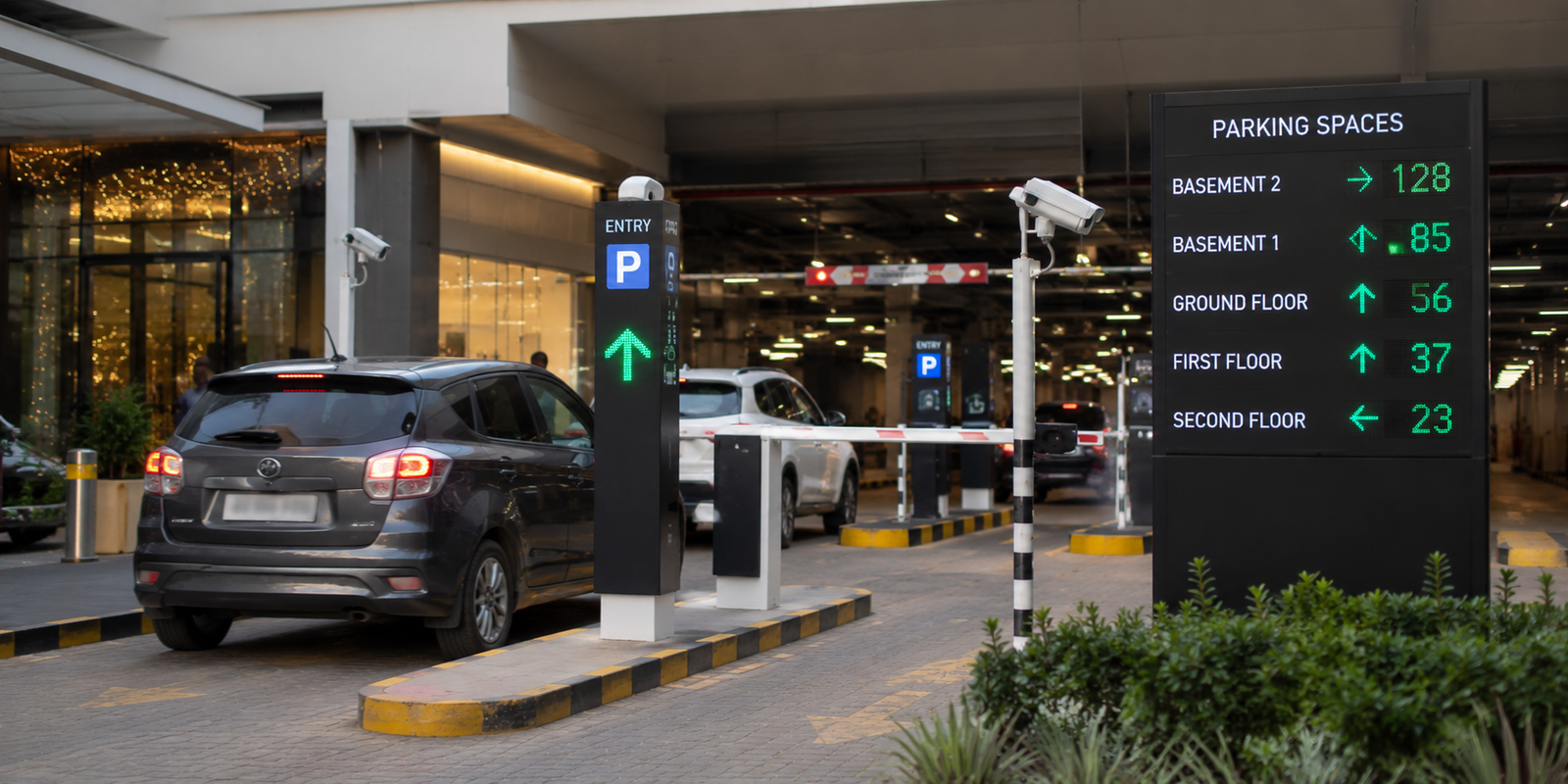 Smart Parking Management Solution showing parking spaces